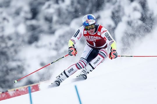 Alexis Pinturault beim Riesenslalom in Lenzerheide in Aktion.