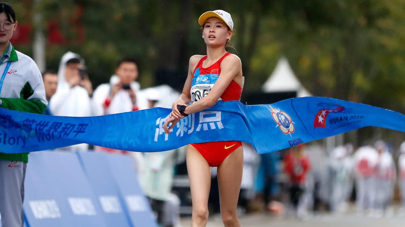 Yang Jiayu bei einem Rennen 2019: Die Chinesin ist auf der 20-Kilometer-Distanz die weltbeste Athletin.