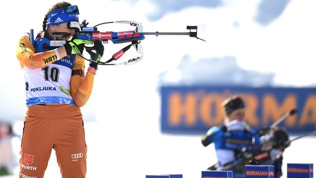 Will sich beim abschließenden Massenstart in Östersund noch einen Podestplatz im Gesamtweltcup sichern: Franziska Preuß. Will sich beim abschließenden Massenstart in Östersund noch einen Podestplatz im Gesamtweltcup sichern: Franziska Preuß.