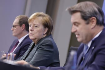Michael Müller, Angela Merkel und Markus Söder: Es stehen wieder neue Corona-Entscheidungen an.