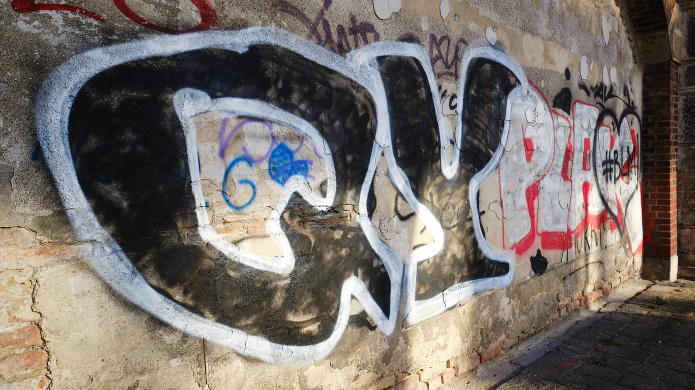 Graffiti an einer Wand (Symbolbild): In Hagen sind zwei Sprayer Polizisten aggressiv angegangen.