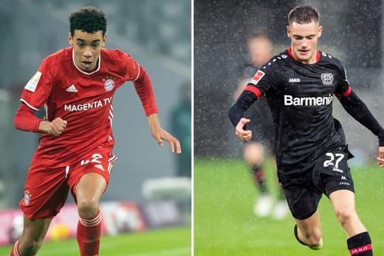 Sind erstmals beim A-Team von Bundestrainer Joachim Löw dabei: Bayern- Profi Jamal Musiala (l) und Leverkusens Florian Wirtz.