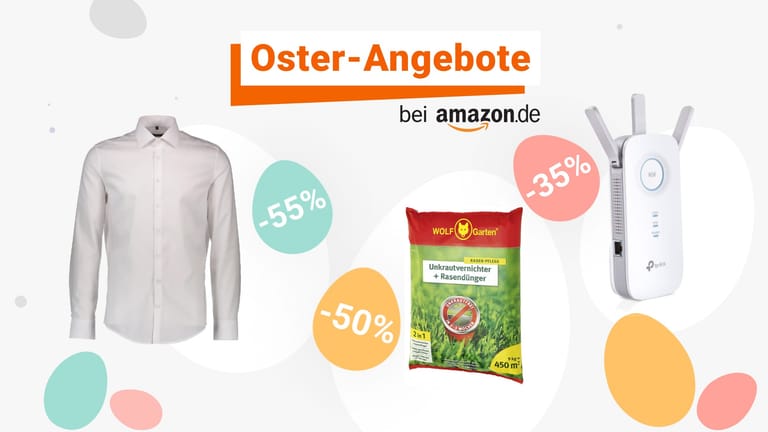 Oster-Angebote bei Amazon: WLAN-Repeater, Seidensticker-Hemd und Rasendünger von Wolf zu Top-Preisen.