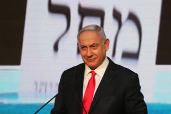 Israels Premierminister Benjamin Netanjahu am Wahlabend: Seine Likud-Partei ist erneut stärkste Kraft, allerdings wird eine Regierungsbildung erneut schwierig.