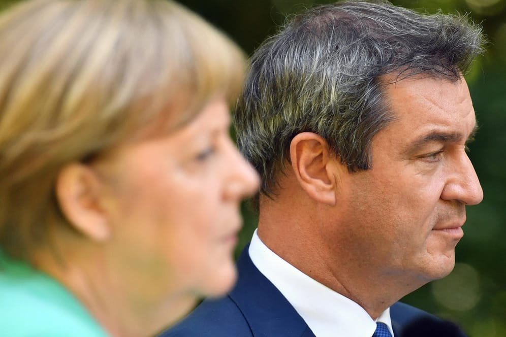 Kanzlerin Merkel und Bayerns Ministerpräsident Söder: Die Union kämpft gegen schlechte Umfragewerte. (Archivbild)