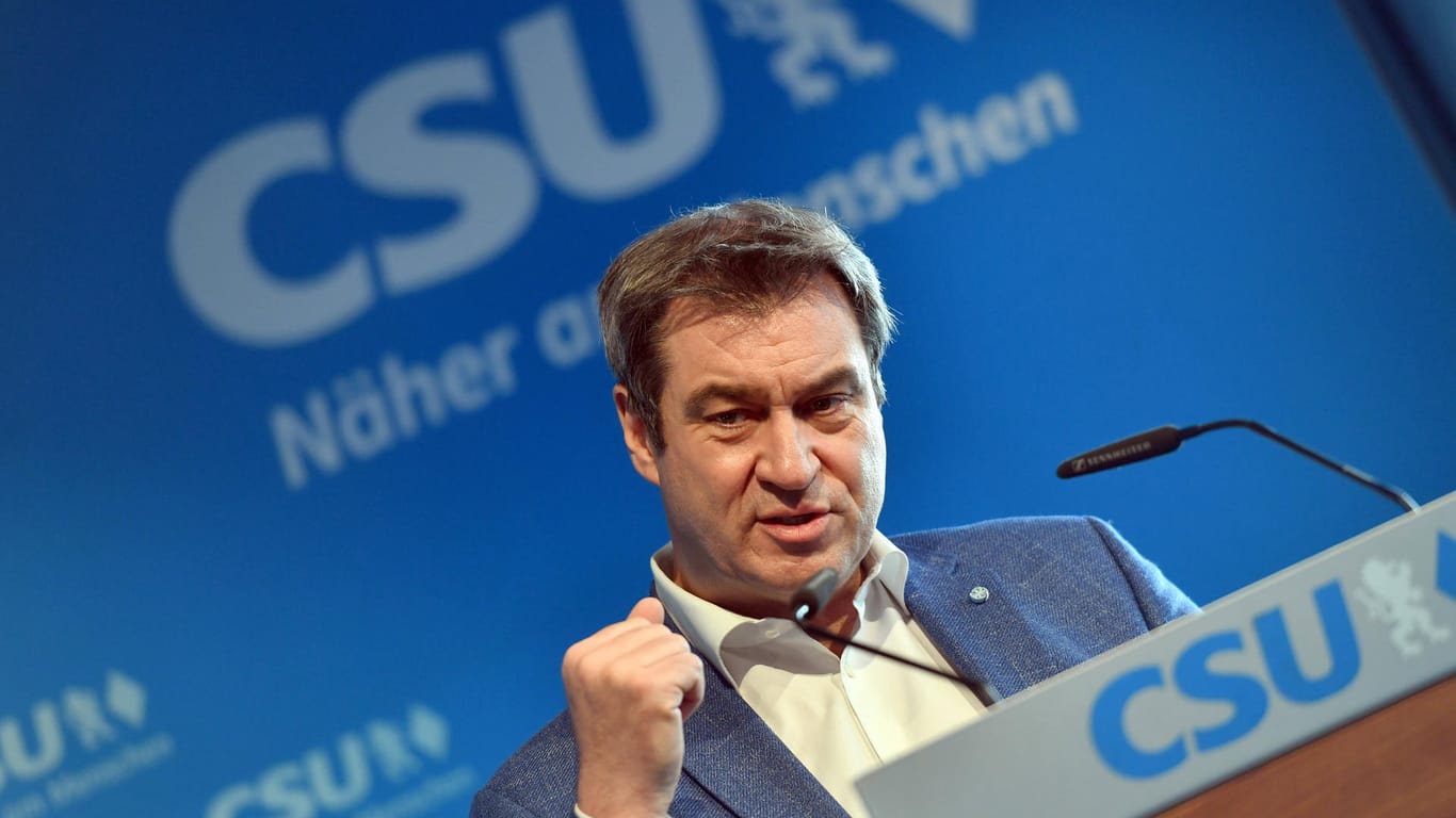 Markus Söder bei einer Pressekonferenz. Der CSU-Chef fordert einen Aufbruch in der Union, um bei den Wahlen bestehen zu können.