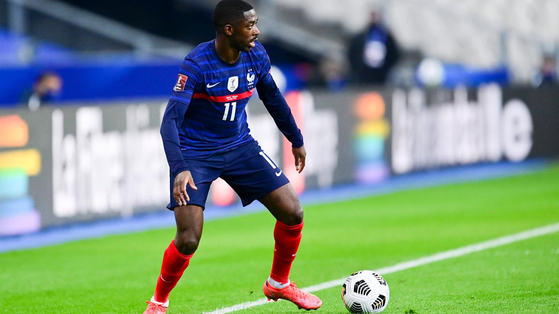 Ousmane Dembélé: Der Ex-Borusse traf zum 1:0 gegen Kasachstan. Ousmane Dembélé: Der Ex-Borusse traf zum 1:0 gegen Kasachstan.