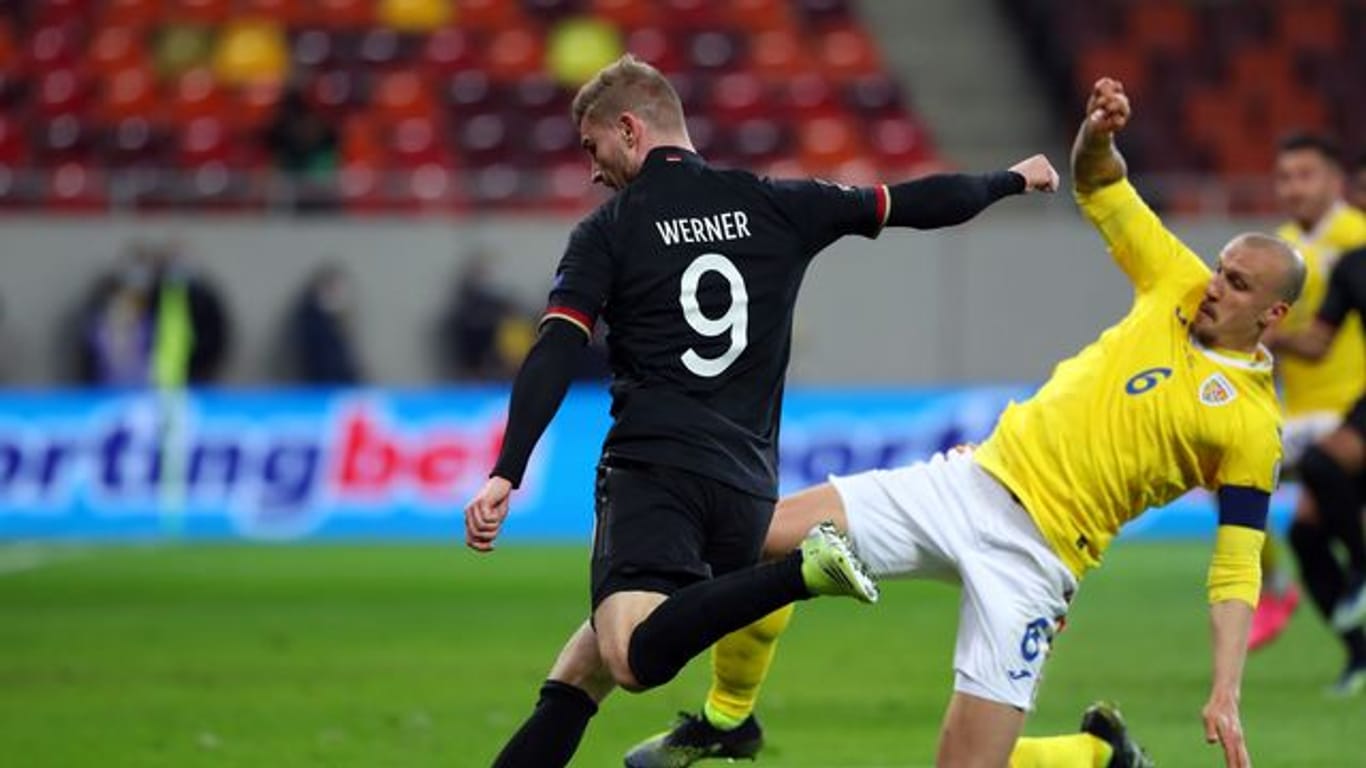 Kam gegen Rumänien 14 Minuten zum Einsatz: Timo Werner (l).