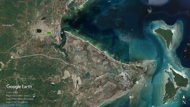 Die undatierte Aufnahme von Google Earth zeigt den Ort Palma in der Provinz Cabo Delgado. Die undatierte Aufnahme von Google Earth zeigt den Ort Palma in der Provinz Cabo Delgado.