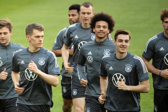 Ein Sieg ist eingeplant: Die deutsche Nationalmannschaft beim Abschlusstraining für das Spiel gegen Nordmazedonien.