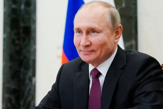 Wladimir Putin, Präsident von Russland, in einer Videokonferenz.