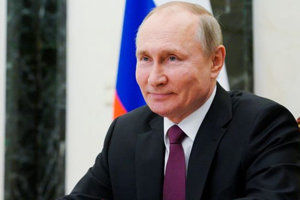 Wladimir Putin, Präsident von Russland, in einer Videokonferenz.