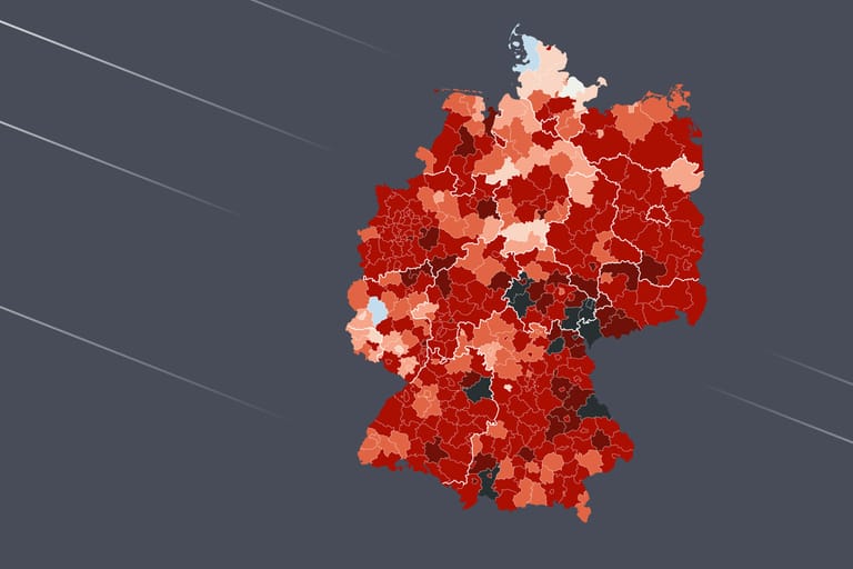 Risikoradar in den Landkreisen: So entwickeln sich die Inzidenzen nach Lockerungen in den Modellstädten Tübingen und Rostock sowie bundesweit.