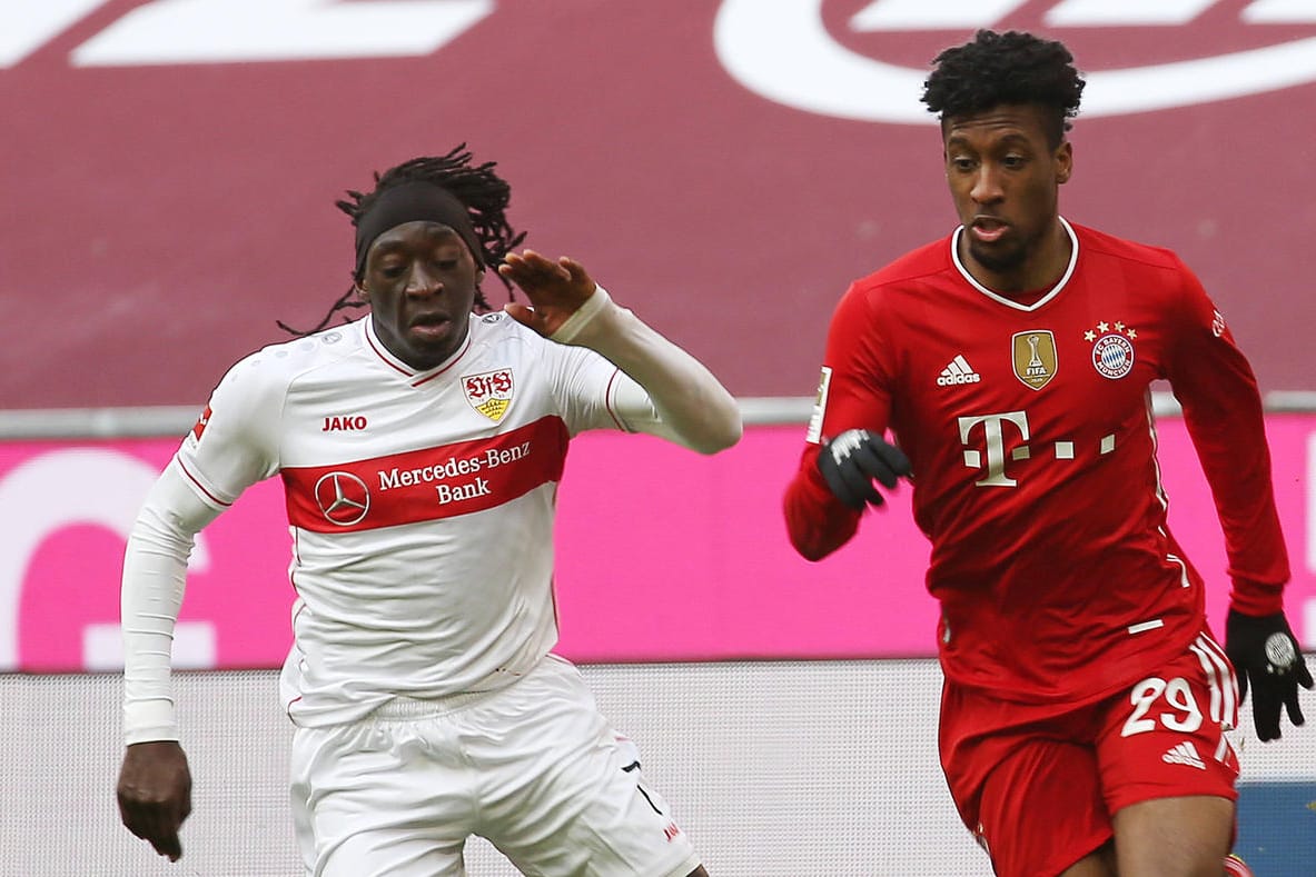 Kingsley Coman (re.): Der Bayern-Star ist einer der schnellsten Bundesliga-Profis, doch die Dynamik im Spiel um ihn herum nimmt ab.