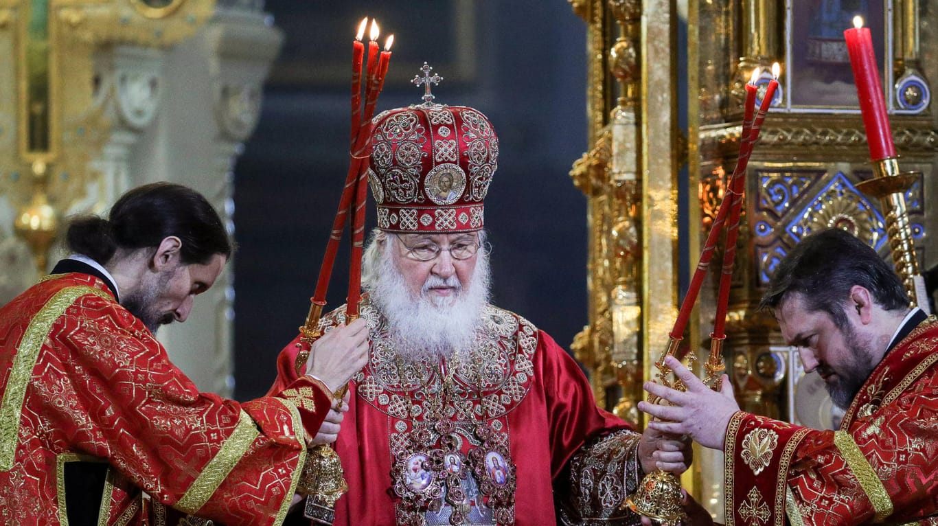 Kirill von Moskau: Der Patriarch von Moskau und der ganzen Rus bei den Feierlichkeit zu Ostern 2020.