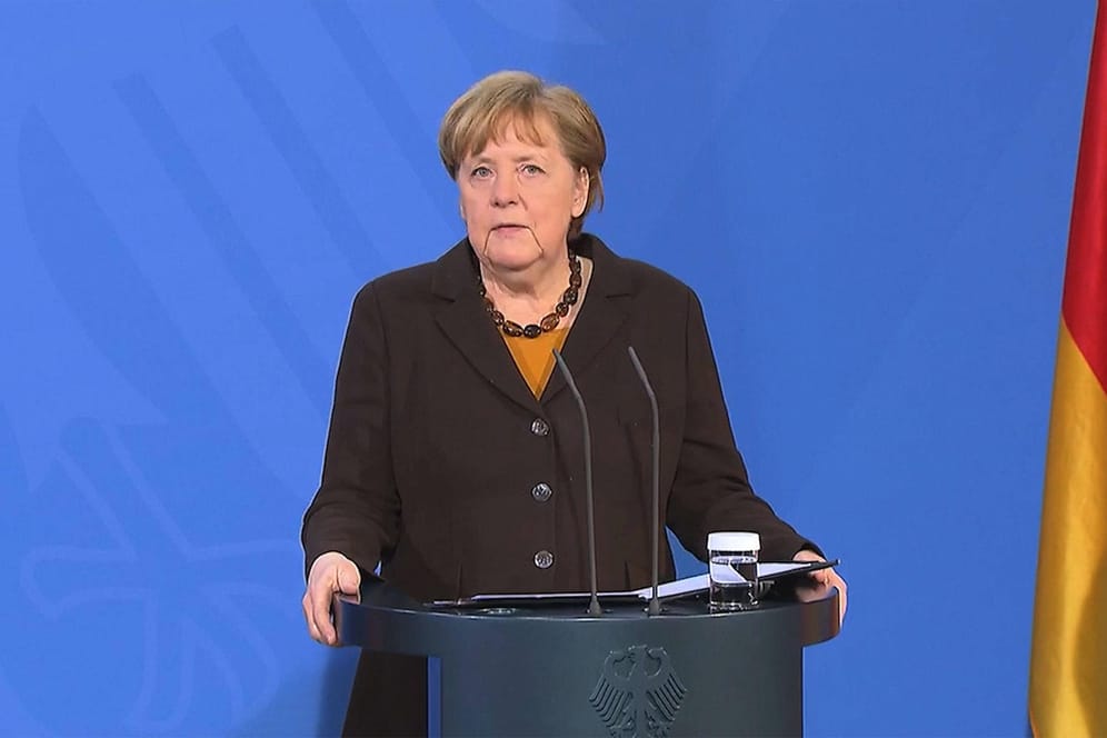 Berlin: Bundeskanzlerin Angela Merkel bei einer Pressekonferenz.