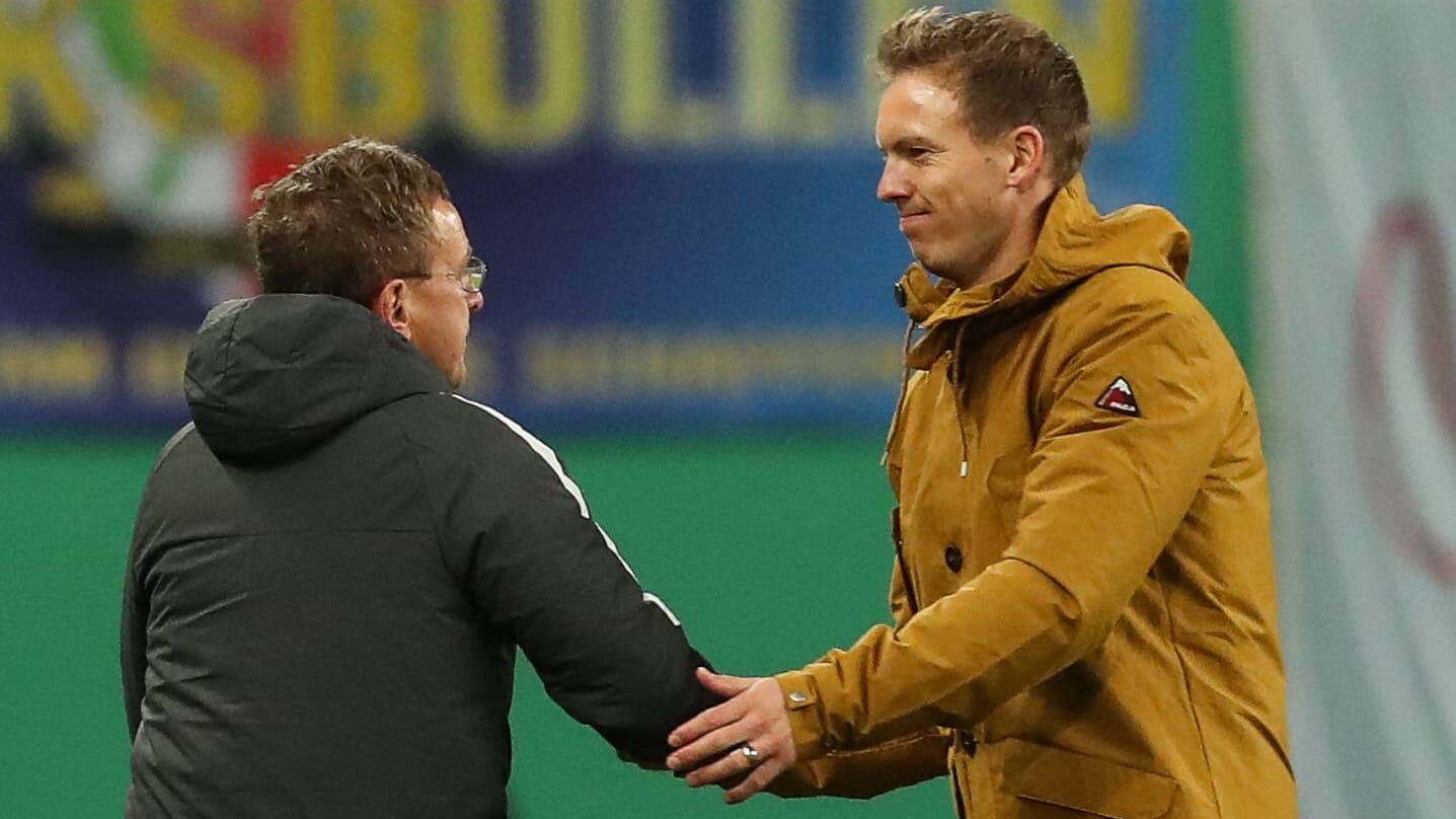 Ralf Rangnick (l.) und Julian Nagelsmann: Beide arbeiteten sowohl bei 1899 Hoffenheim als auch bei RB Leipzig.