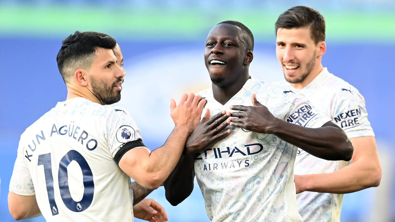 Benjamin Mendy (Mitte): Der Verteidiger traf zum 1:0 für Manchester City gegen Leicester City.