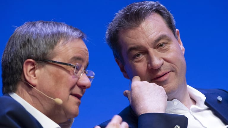 Armin Laschet (l.) und Markus Söder: Die Ministerpräsidenten und Parteivorsitzenden konkurrieren um die Spitzenkandidatur in der Union.