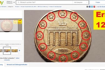 Eine 10-Cent-Münze wird auf Ebay für 3,9 Millionen Euro angeboten: Mehrere ungewöhnliche Fehlprägungen sollen das Sammlerstück so wertvoll machen.