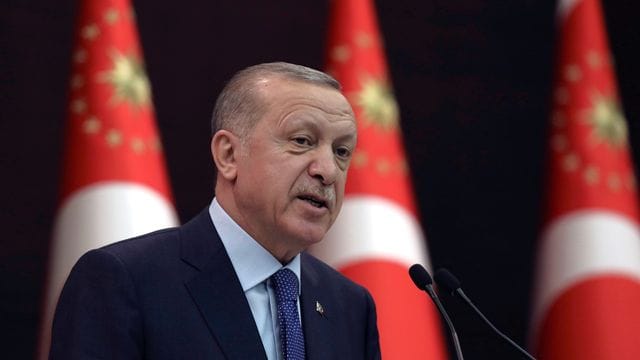 Recep Tayyip Erdogan, Präsident der Türkei, während einer Pressekonferenz.