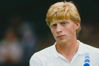 Boris Becker: Der spätere Sieger bei einem Wimbledon-Match in London, 1987.