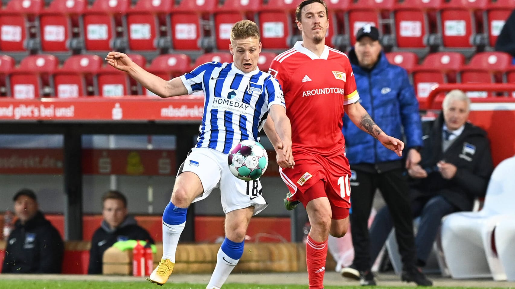 Im Ton vergriffen: Herthas Ascacibar (l.) im Spiel gegen Union.