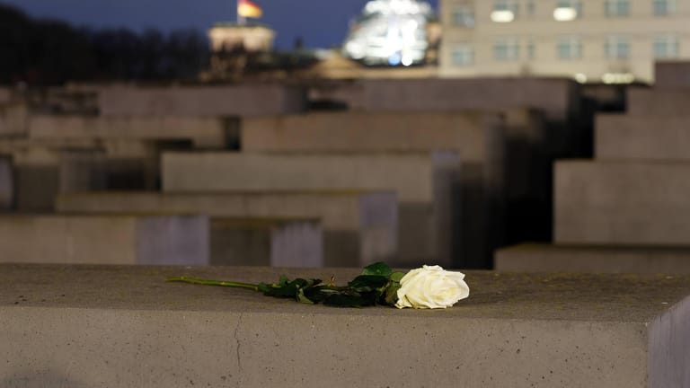 Eine weiße Rose am Denkmal für die ermordeten Juden Europas: Dem Massenmord ging vor allem Hassrede voraus.