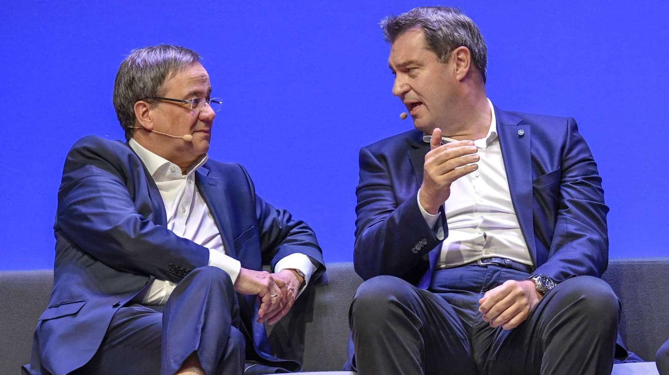 Armin Laschet und Markus Söder beim Wahlkampfauftakt der CDU und CSU zur Europawahl 2019. Nun ringen beide Politiker um die Kanzlerkandidatur der Union.