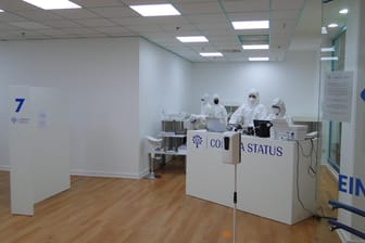 Das Testzentrum im City-Center: Bei Bedarf können hier in zehn Minuten bis zu 18 Tests durchgeführt werden.