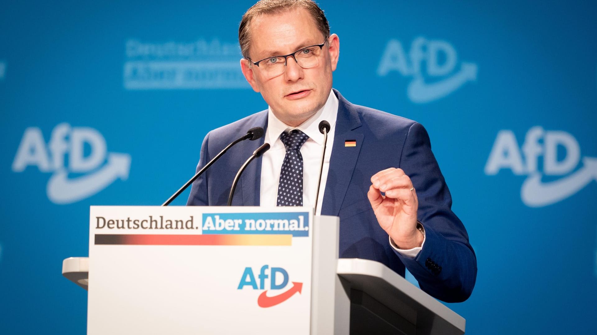 AfD-Bundessprecher Tino Crupalla: Er fordert in seiner Rede ein Ende des Lagerdenkens in der Partei.