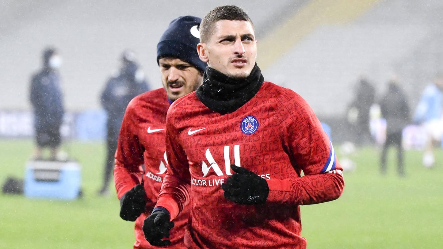 Marco Verratti (r.) und Alessandro Florenzi: Die beiden Italiener werden wohl gegen Bayern im Rückspiel wieder dabei sein können.