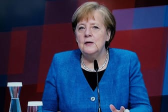 Bundeskanzlerin Angela Merkel auf der Weltleitmesse der Industrie Hannover Messe 2021: Sie fordert eine weltweite Zusammenarbeit in der Pandemie.