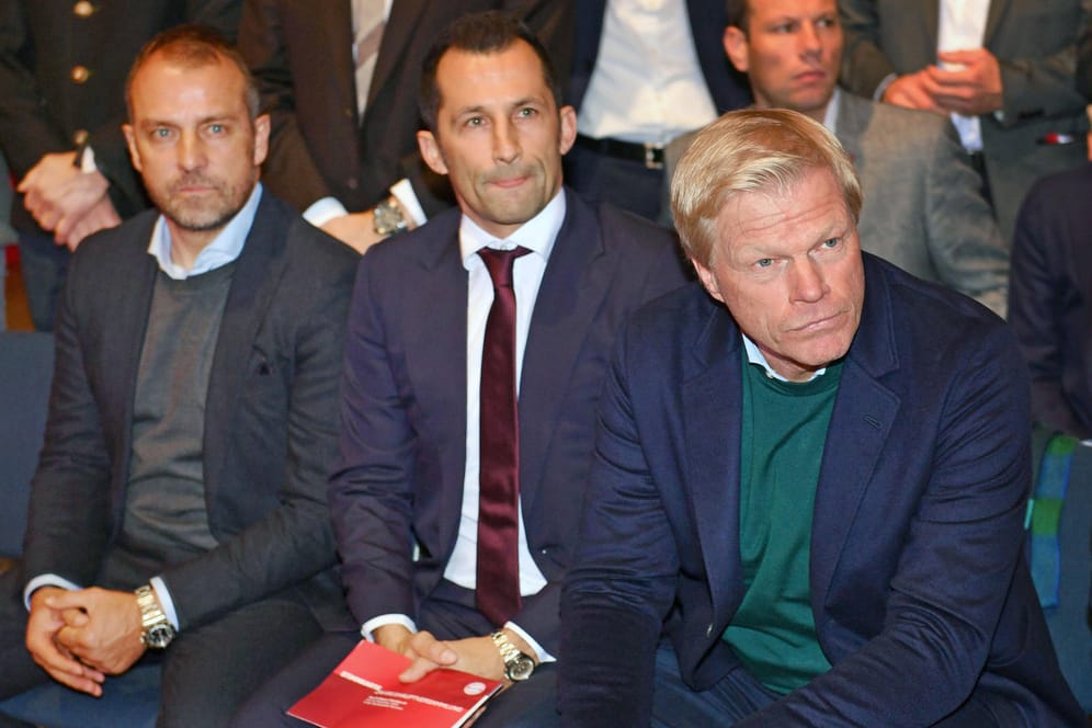 Hansi Flick, Hasan Salihamidzic und Oliver Kahn (v.l.n.r.): Drei der wichtigsten Köpfe des FC Bayern.