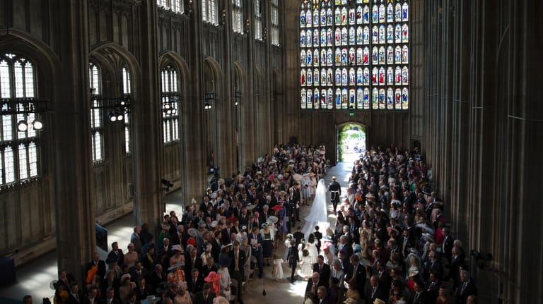 St.-George's-Chapel in Windsor bei der Hochzeit von Harry und Meghan am 19. Mai 2018: Das Gotteshaut bietet Platz für mehrere hundert Gäste.
