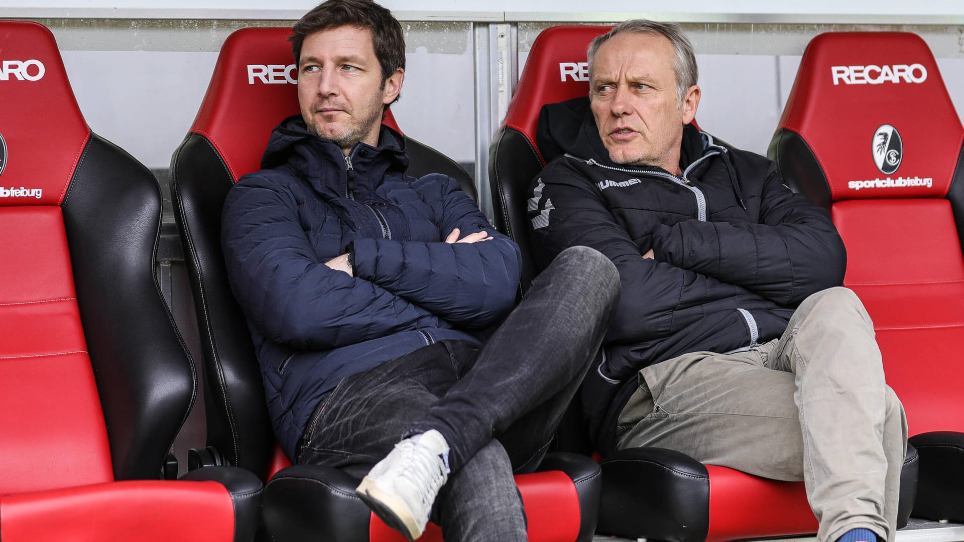 Jochen Saier (l.) und Christian Streich arbeiten in Freiburg eng zusammen.