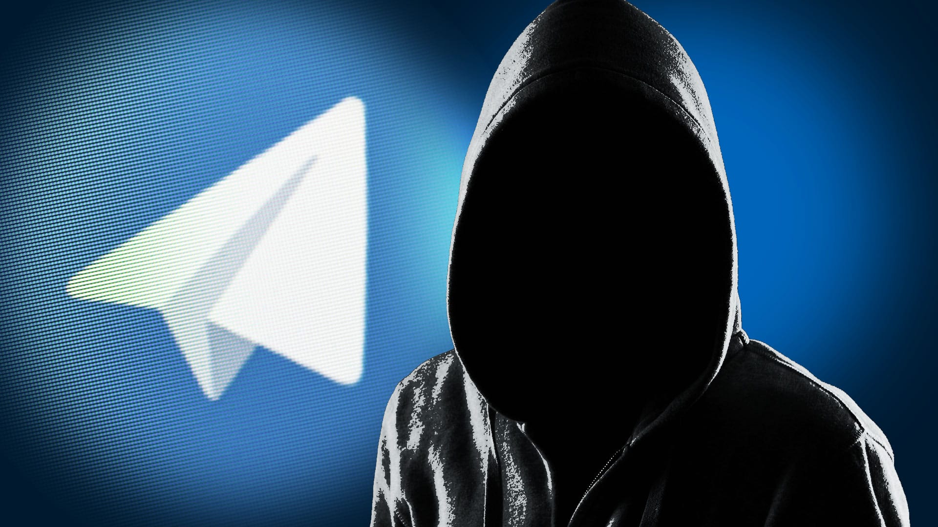 Das Telegram-Logo und ein Mann in Hoodie: Auf Telegram sammeln sich oft Extremisten.