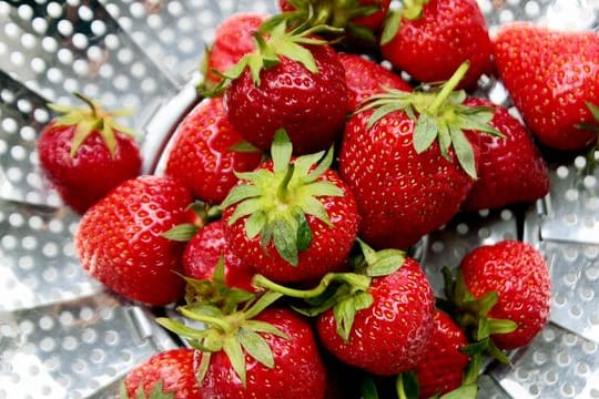 Erdbeeren verlieren schnell an Aroma, wenn sie einem zu starkem Wasserstrahl oder einem langen Wasserbad ausgesetzt sind.