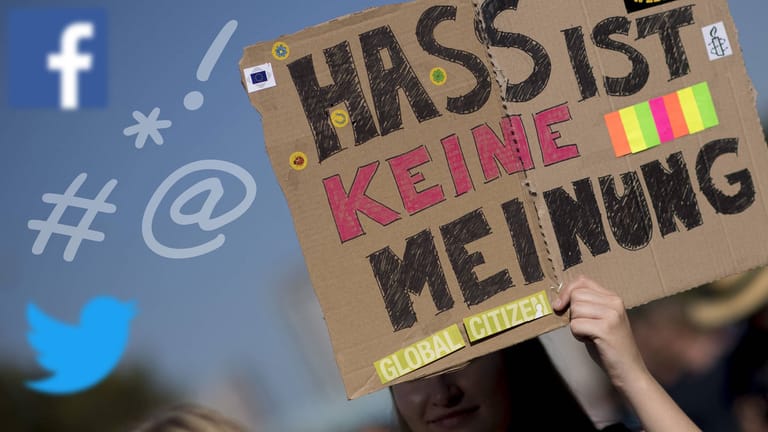 Ein Schild mit der Aufschrift "Hass ist keine Meinung" (Symbolbild): Anfang April sind schärfere Gesetze gegen Hass im Netz in Kraft getreten.