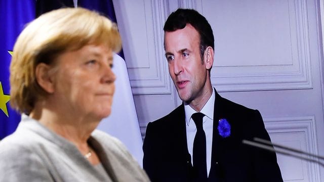 Bundeskanzlerin Angela Merkel während Videokonferenz mit Frankreichs Präsidenten Emmanuel Macron. Bundeskanzlerin Angela Merkel während Videokonferenz mit Frankreichs Präsidenten Emmanuel Macron.