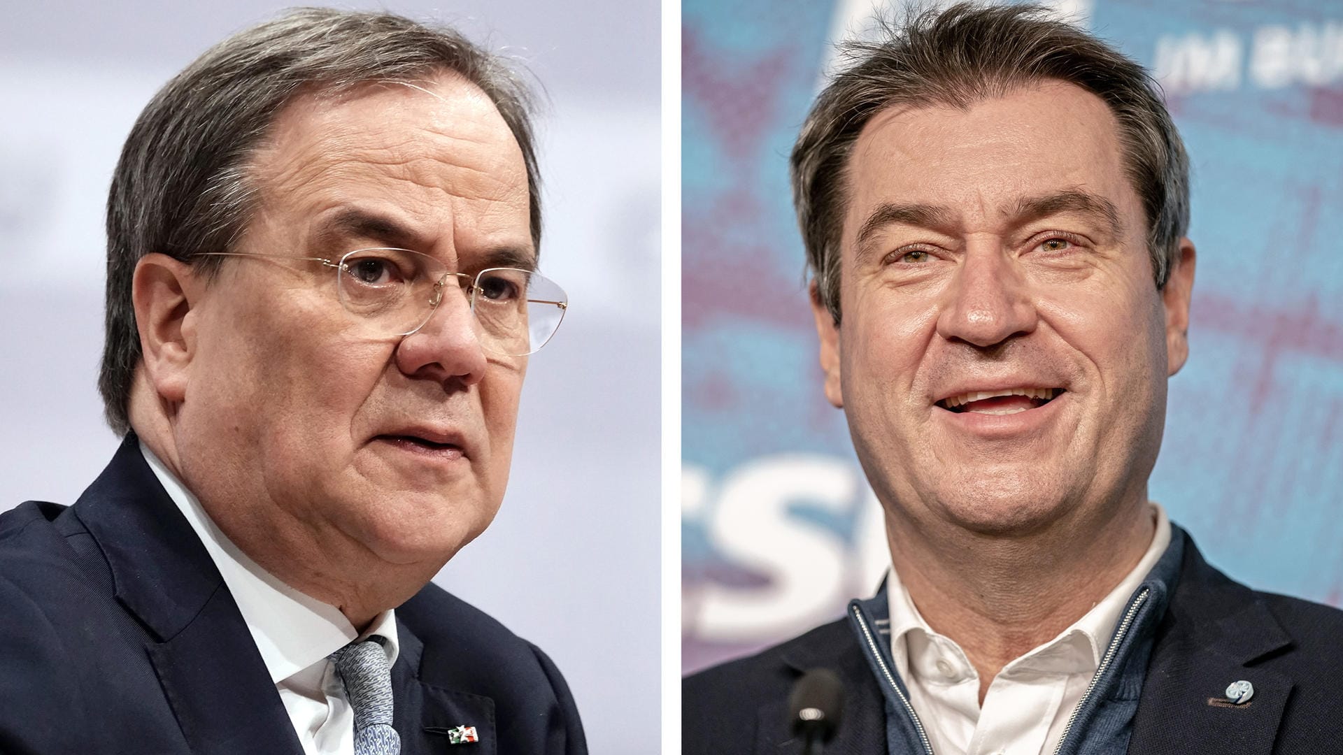 Armin Laschet, Ministerpräsident von Nordrhein-Westfalen und neuer CDU-Vorsitzender (l), und Markus Söder, Ministerpräsident von Bayern und CSU-Vorsitzender: Keiner von ihnen will auf die Kandidatur verzichten. Armin Laschet, Ministerpräsident von Nordrhein-Westfalen und neuer CDU-Vorsitzender (l), und Markus Söder, Ministerpräsident von Bayern und CSU-Vorsitzender: Keiner von ihnen will auf die Kandidatur verzichten.