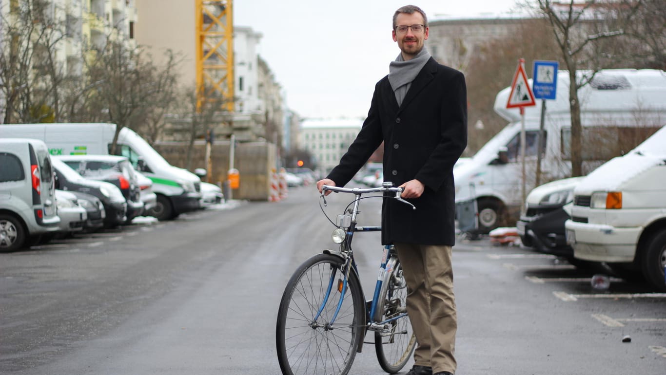 Manuel Wiemann, Sprecher der Initiative "Volksentscheid Berlin autofrei": Sein Ziel ist eine "saubere, sichere und lebenswerte" Stadt.