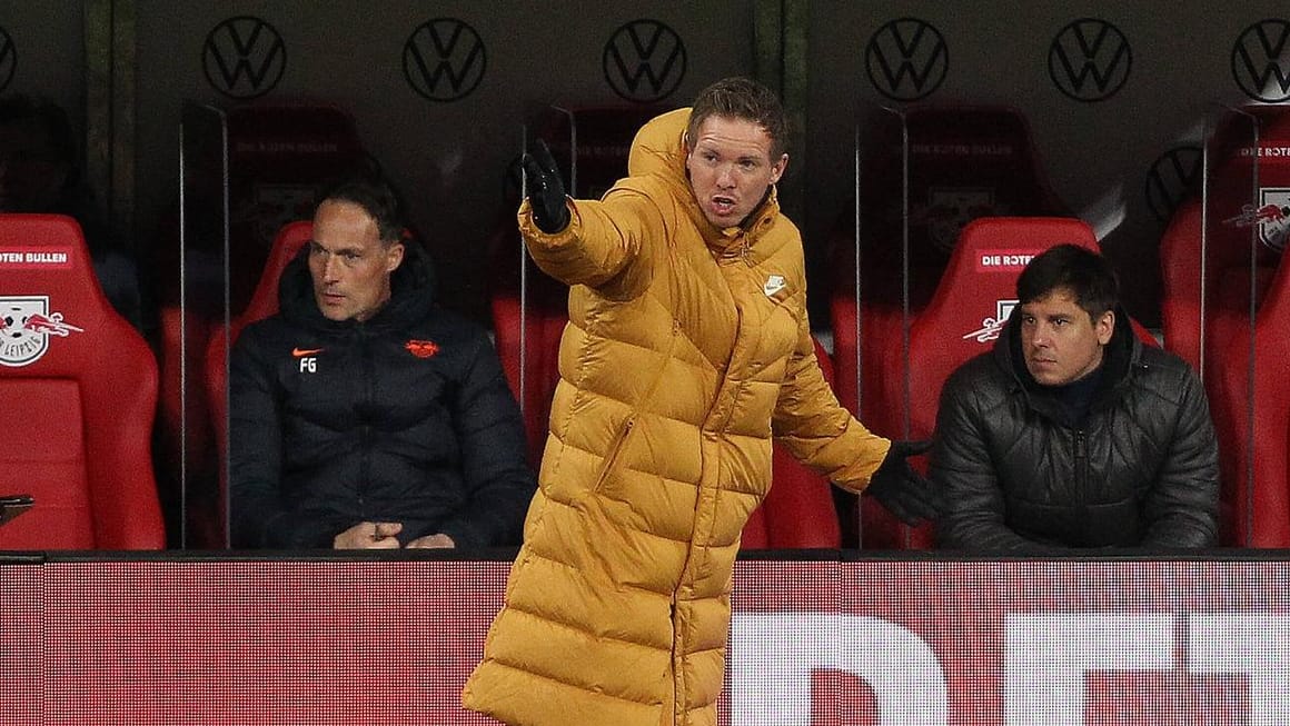 Julian Nagelsmann: Der Trainer ist verärgert über das aberkannte Tor gegen die TSG Hoffenheim. Julian Nagelsmann: Der Trainer ist verärgert über das aberkannte Tor gegen die TSG Hoffenheim.