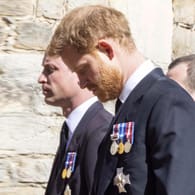 William und Harry: Die beiden Brüder liefen beim Trauermarsch nicht nebeneinander.