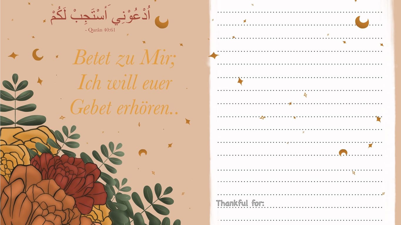 Die Illustratorin hat einen Ramadan-Kalender entworfen. Darin können Muslime ihre Gebete und Empfindungen während der Fastentage notieren.