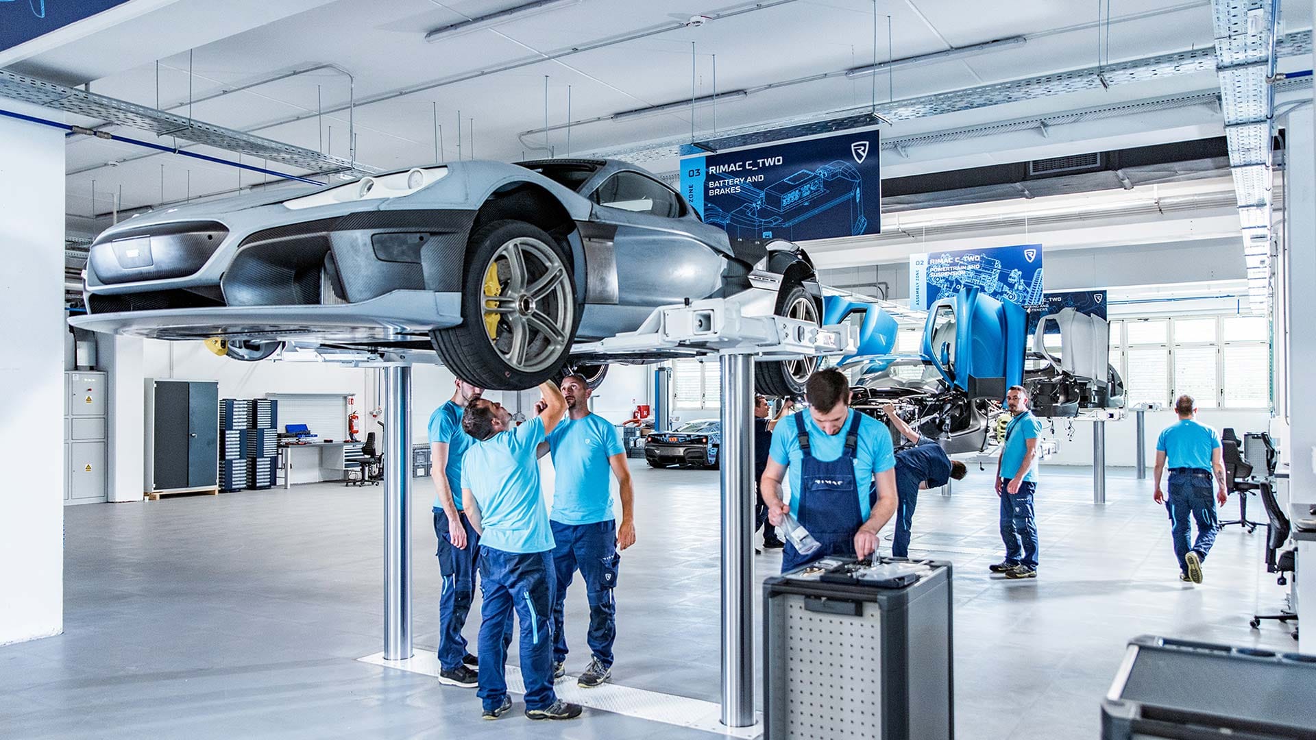 Fertigung eines Prototypen: Der frühere Formel-1-Weltmeister Nico Rosberg hat sich bereits einen Rimac C-Two gesichert.