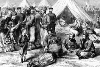 Der deutsch-französischen Kriegs im Jahr 1870: Die Illustration zeigt ein Lager für französische Kriegsgefangene in Wahn, das zum heutigen Stadtbezirk Köln-Porz gehört.