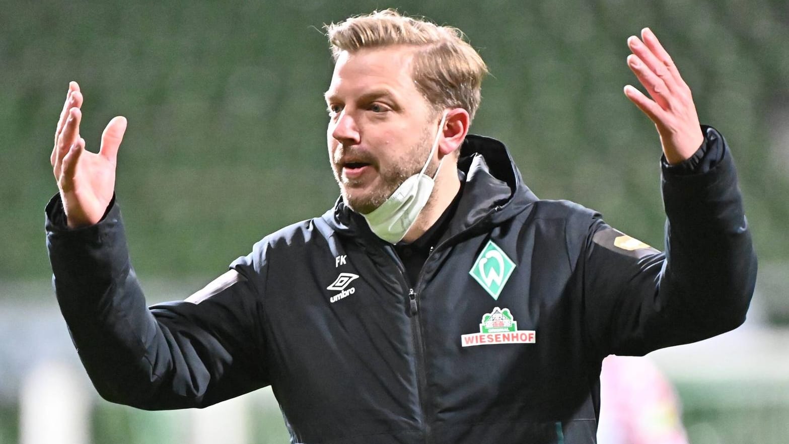 Florian Kohfeldt: Der Werder-Trainer konnte die Entscheidung des Schiedsrichters nicht verstehen. Florian Kohfeldt: Der Werder-Trainer konnte die Entscheidung des Schiedsrichters nicht verstehen.