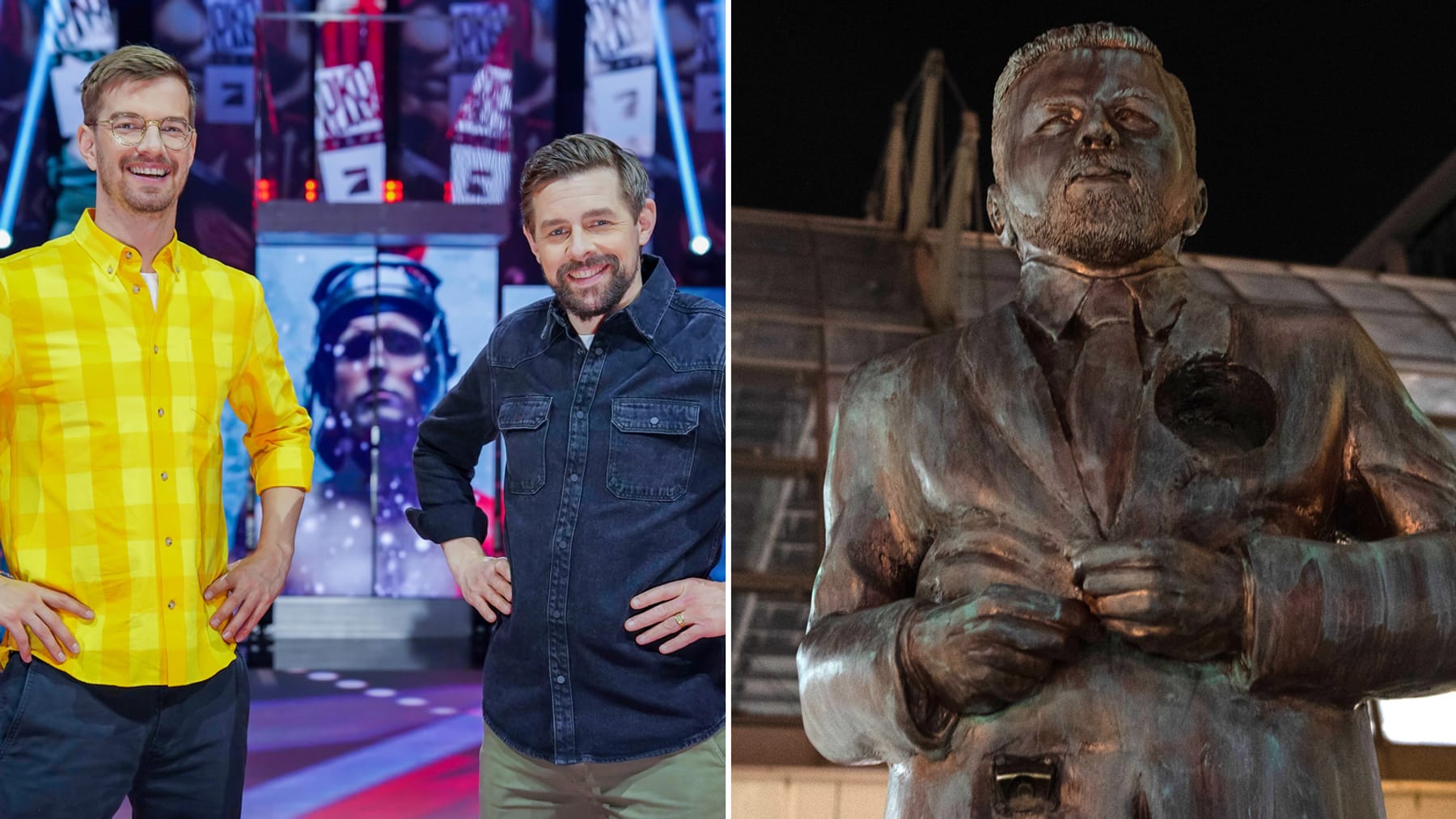 Joko schenkt Klaas Statue vor Berliner Hauptbahnhof