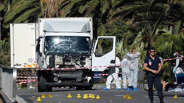 Das Tatfahrzeug von Nizza im Juli 2016.